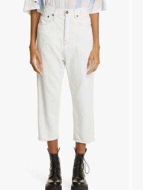 R13 Tailored Drop Crop Jeans (Kinney Linen Indigo)